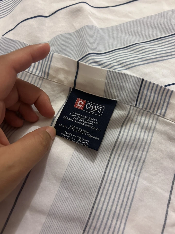"Sábana plana doble CHAPS RALPH LAUREN azul a rayas 60""x90""" Foto 4 de 4