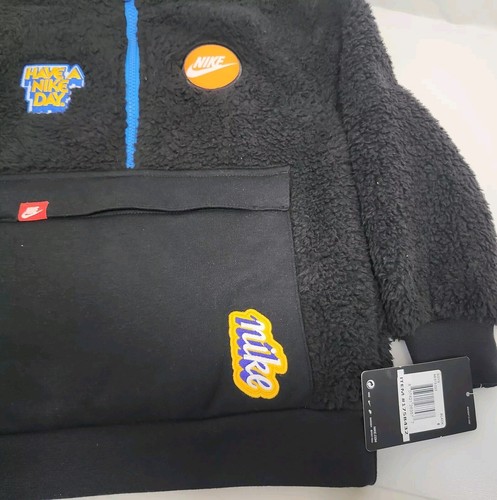 New Nike Black Sherpa Fleece Half Zip Sweatshirt Toddler Size 6 Boys - Picture 3 of 6