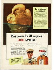 1941 Shell Gasoline baby chicks globe top gas pump Vintage Print Ad