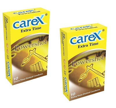 Carex Powershot 10 Extra Time Dotted Condoms X 2 Pack  Free Shipping