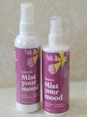 2 × Asutra   Mist Your Mood   PATCHOULI  &  BERGAMOT    Stress Relief  4 fl oz. 