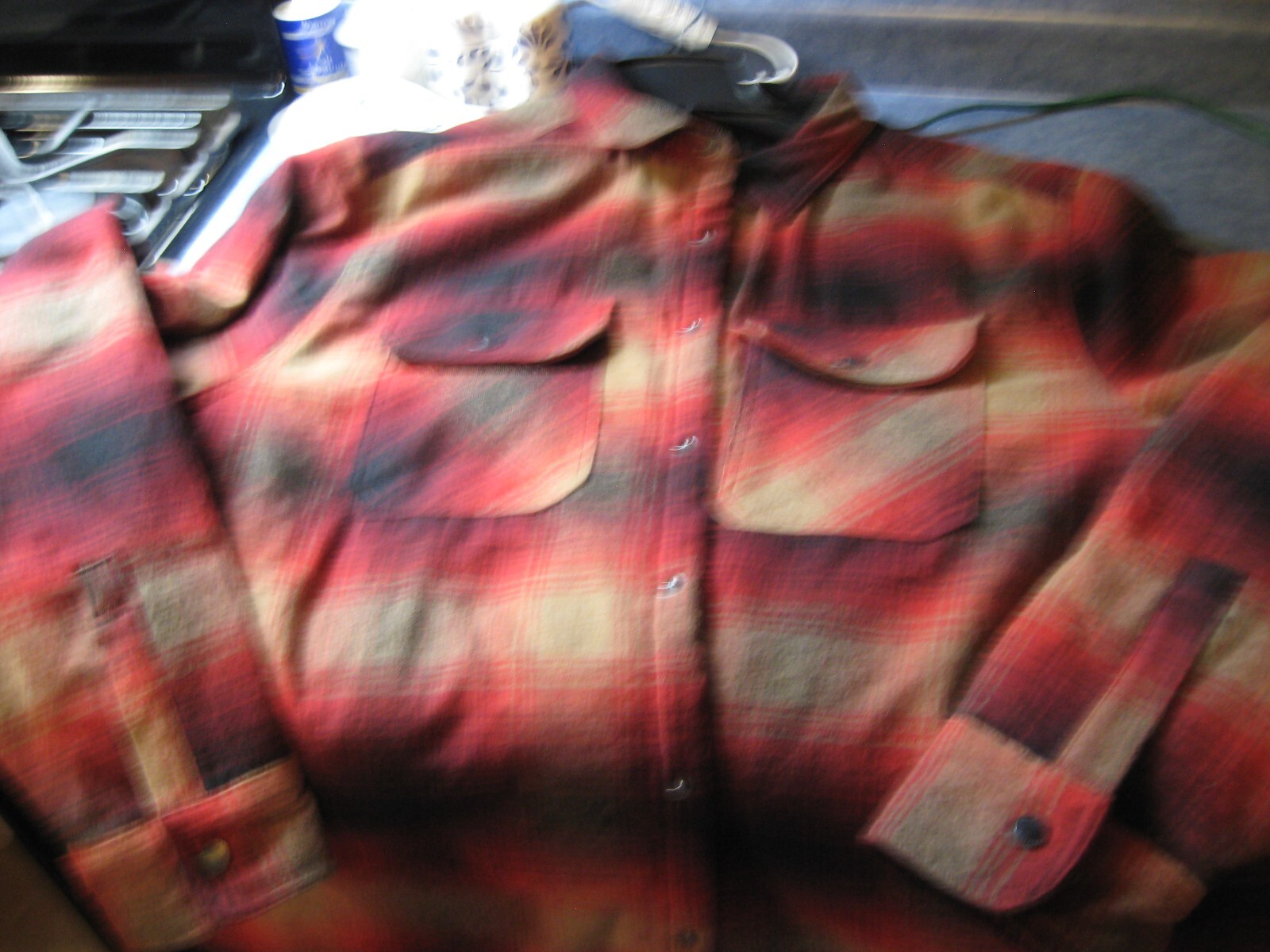 Men's Red Plaid Flannel Shirt Jacket Size 2XL Sherpa Lined Snap Retail $100 New-image