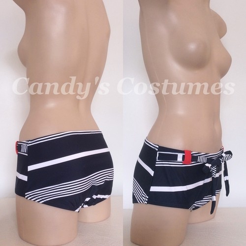Nautical BOYLEG Navy SWIM Bottoms SAILOR Striped BIKINI Swimwear Sz 6 8 10 12 14 - Picture 4 of 6