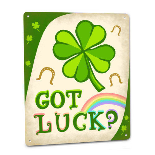 Insegna Got Luck irlandese San Patrizio giorno santo trifoglio ferro di cavallo arcobaleno verde arte 124 - Foto 1 di 1
