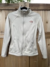 The North Face Fleece Jacket Off-White Full Zip Pockets Outdoor Womens Small