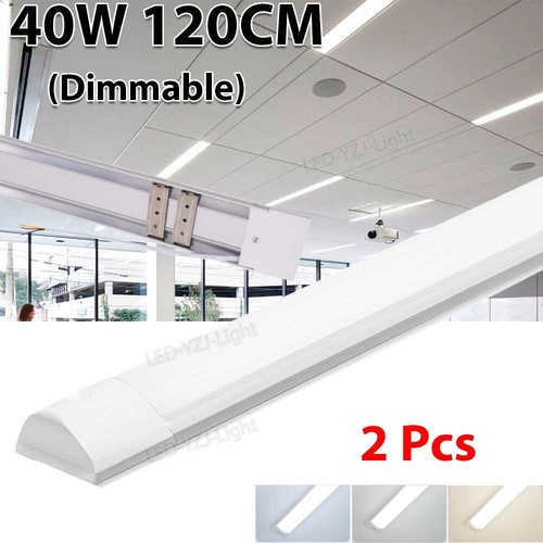 2x 4FT 40W 120cm LED Wide Batten Tube Light Shop Garage Ceiling Strip Bar Lamp