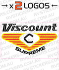 <!--F#f_0-->2x VISCOUNT 1970s 380mm SUPREME SQUARE LOGO vintage retro Caravan decal<!--F/-->