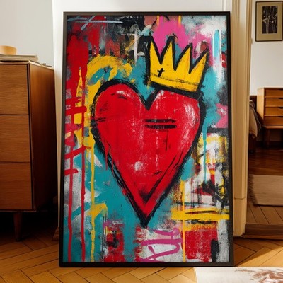 Urban Graffiti Heart Poster Modern Abstract Wall Art Pop Style Canvas Print