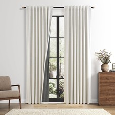 Blackout Linen Curtains 50 W x 90 L Natural 2 Panels Thermal Insulated Nanspring