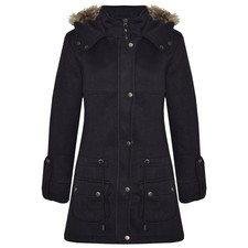 GIRLS COAT KIDS FLEECE PARKA JACKET LONG FAUX FUR HOODED SUMMER COATS AGE 7-13Y