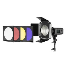 Flashpoint Universal Barn Door Kit with Grid and Gels