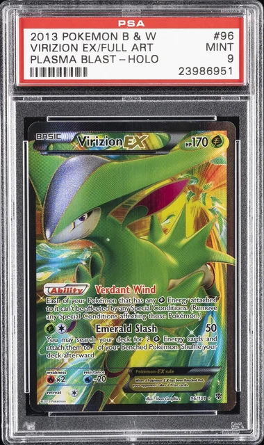 2013 POKEMON BLACK & WHITE PLASMA BLAST #96 FULL ART/VIRIZION EX PSA 9