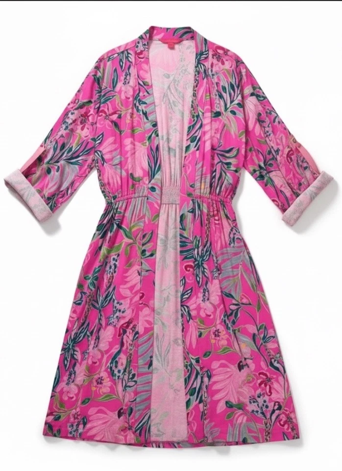 Lilly Pulitzer Tropical Multicolor Robe Sz L XL Relaxed Fit Intimates Floral - Image 2 of 4
