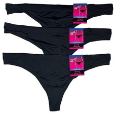 Maidenform 3-Pack BARELY THERE Thong BLACK Underwear Panties Nylon Size XL 8