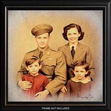 WWII Style US Army Air Forces Family Portrait Photo 1940s Look 8.5 11