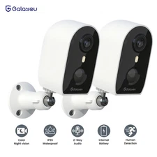 2Pack Galayou Wireless Battery Powered Wifi Security Camera Outdoor Ai Detection