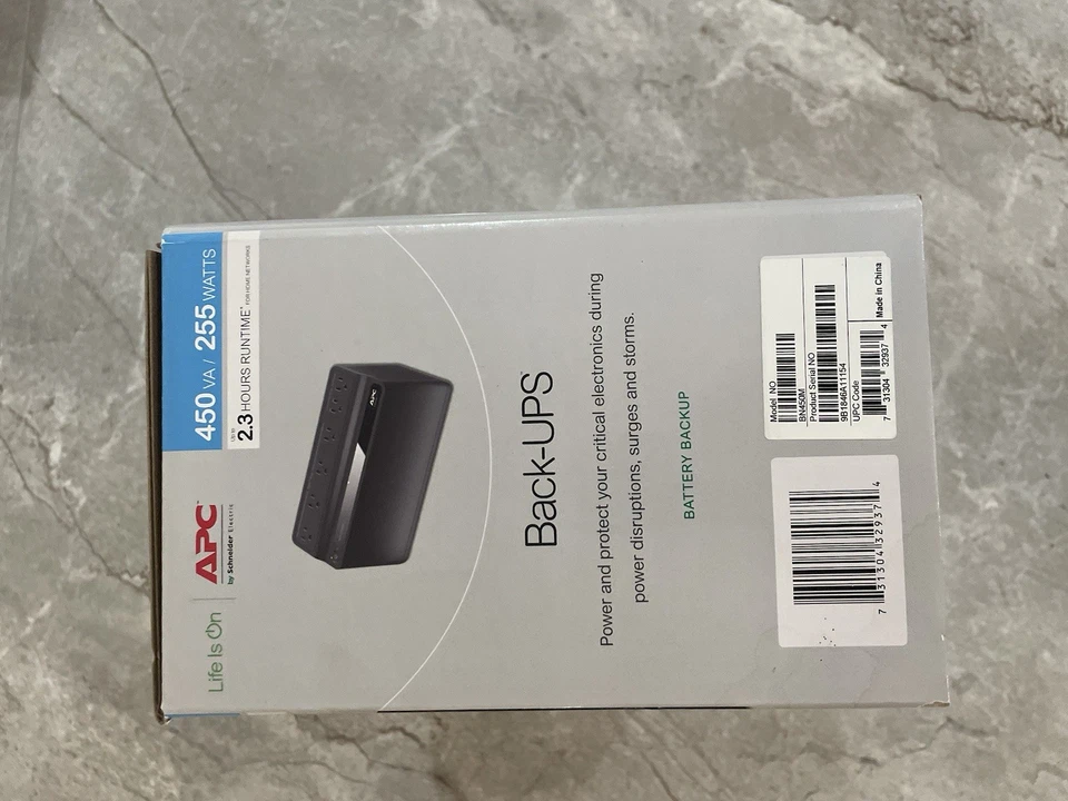 SCHNEIDER ELECTRIC APC Back-UPS, 6 Outlets, 450VA, 120V, Retail - Image 3 of 3