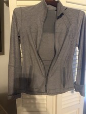 Lululemon Women's Gray Track Jacket Full Zip Thumbholes Pockets Athletic. Small