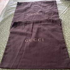 Genuine Pair of GUCCI Brown Drawstring Dust bags   26cms x 24cms