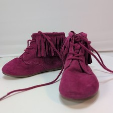 Place Hot Pink Magenta Suede Toddler Boots with Tassels Size 6 Zip Up
