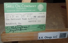 1942 Vintage SHELL OIL COMPANY NATIONWIDE CREDIT ID Credit Card BRADFORD, PA