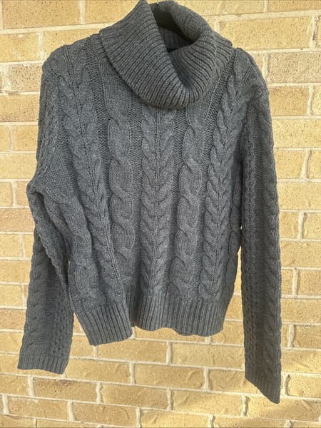 Target Turtleneck Sweater Womens  L Dark Grey Cable Knit Winter
