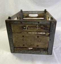 Vintage A E Dairy Wooden Milk Crate 1953