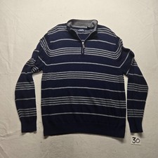 Chaps Polo 1/4 Zip Blue Gray Long Sleeve Pullover Sweater Adult Men's XL