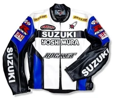 Suzuki Racing Motorcycle Jacket Cowhide Leather Men Biker Jackets Ce Armor