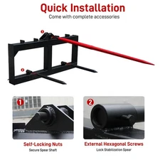49" Hay Spear Bale Spears Skid Steer Loader Tractor Attachment 1600lbs 2025 New