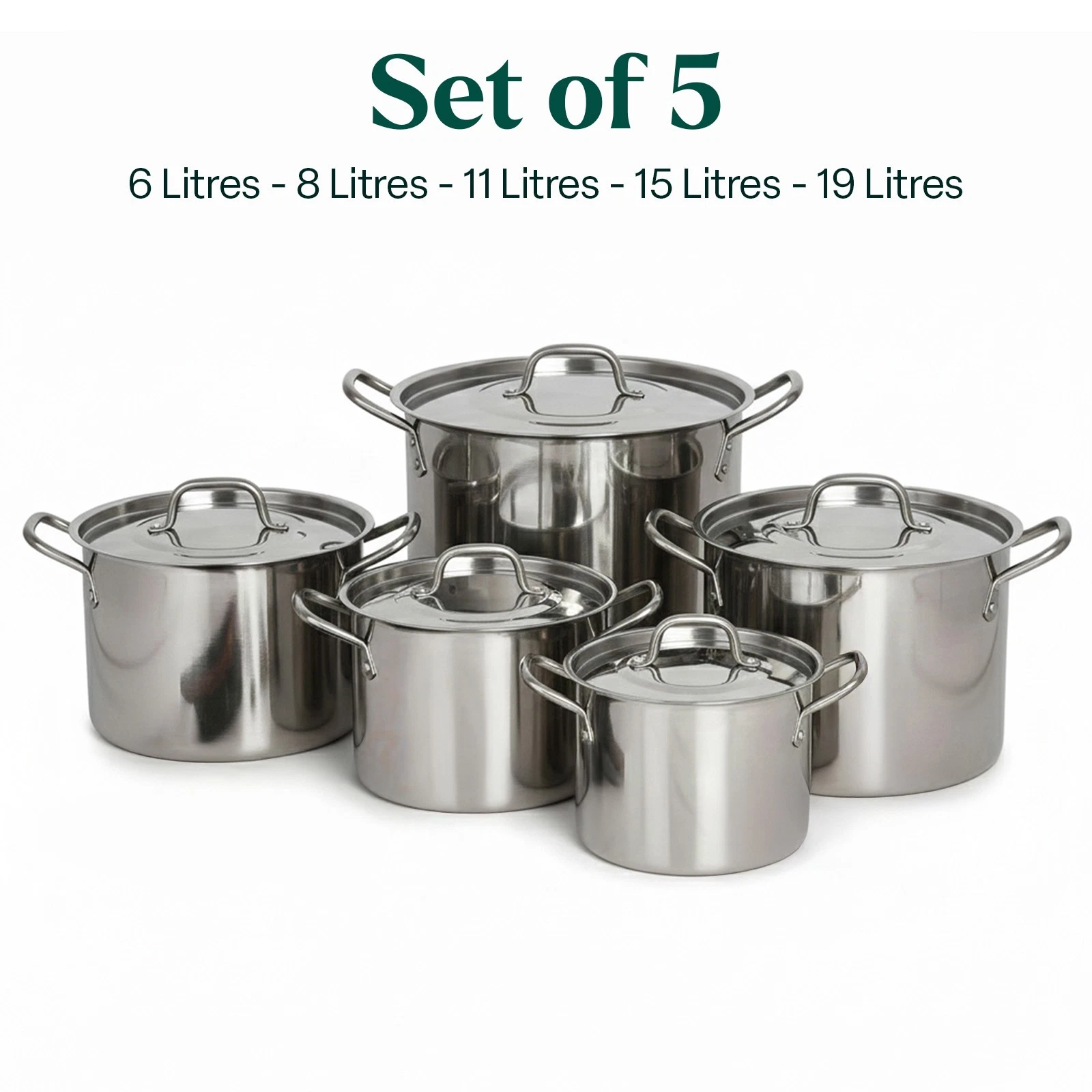 Stainless Steel Deep Stock Cooking Pot With Lid Cater Stew Casserole Boiling
Opens in a new window o