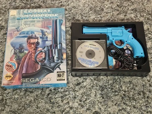 Lethal Enforcers Sega CD w/ Justifier Light Gun Complete Big Box CIB