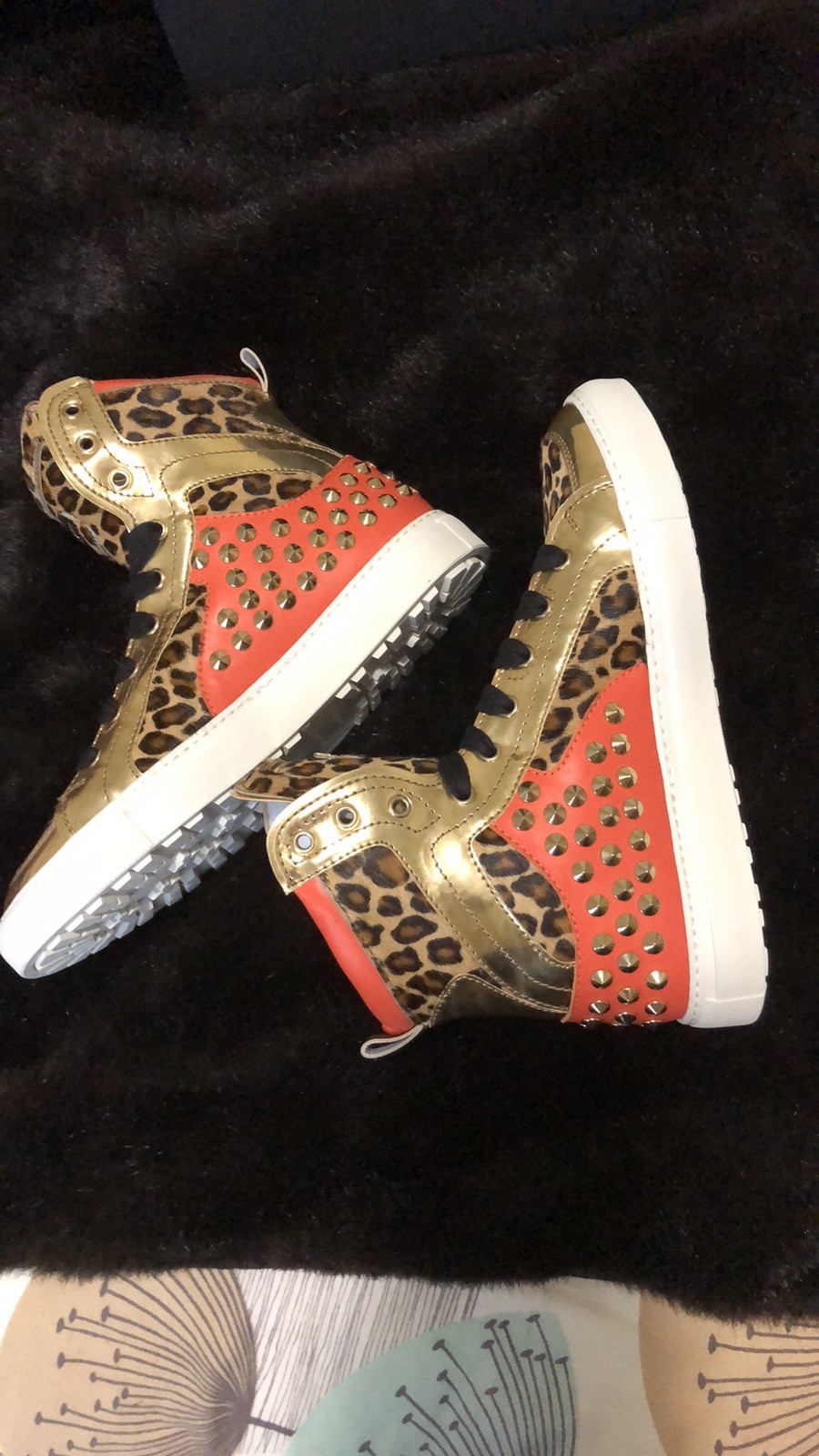 DSQUARED2 scarpe da ginnastica alte pony leopardate taglia 8 uomo donna 10