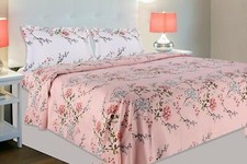 100 Cotton Pink Double Bedsheet with 2 Pillow Covers, 186 Thread Count