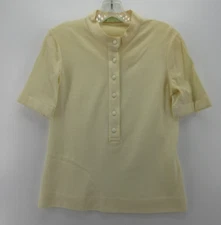 VINTAGE Gino Paoli Top Women 12 Yellow Wool Snap Rockabilly Shirt 70s Italy*