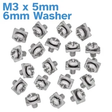 20pcs M3 x 5mm Terminal Block Screws 6mm Square Washers Nickle Plated Steel