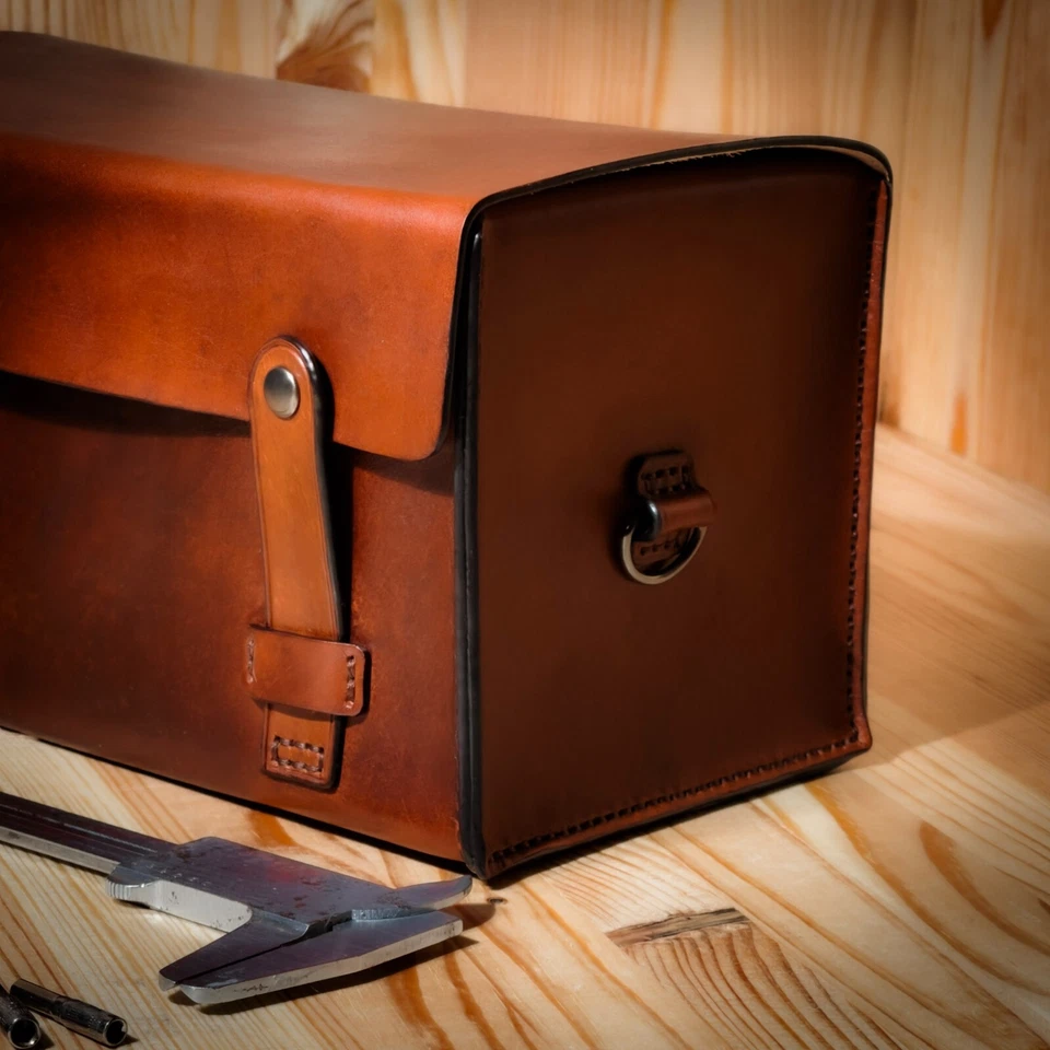 Leather tool bag. Toolbox for instruments in home or car. Leather box. Handmade - Image 3 of 4