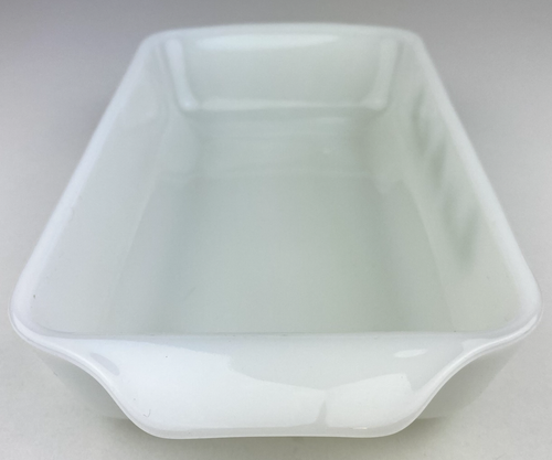 Vintage Glasbake 427 White Milk Glass Green Daisy Flowers Casserole Dish MCM - Picture 5 of 10