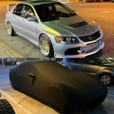 Satin Stretch Indoor Car Cover Dustproof Protect Black for Mitsubishi Lancer EVO