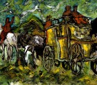 Carriage On The Road Original Gouache By F. DeTrolio (Prints Available)
