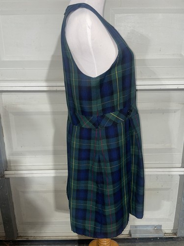 Lands End School Uniform Girls Plaid Jumper Top of The Knee Navy Green Size 16 - Picture 4 of 8
