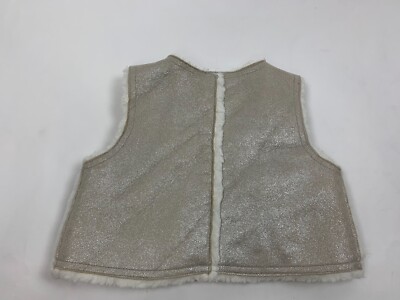 Baby Gap Silver Metallic Shimmer Faux Suede Vest Fur Lined 12 18