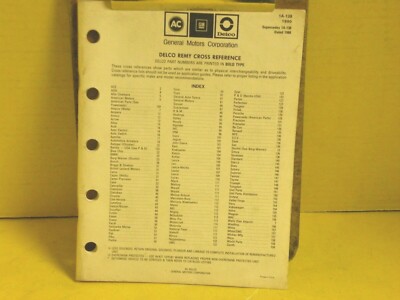 1990 DELCO REMY CROSS REFERENCE CATALOG / MANUAL 158 PAGE DELCO TO ...