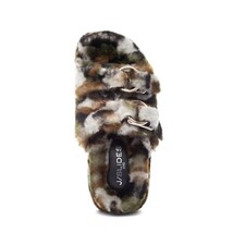 J/Slides NYC Brooke Shearling Slippers Camo Faux Fur Slides Womens 6