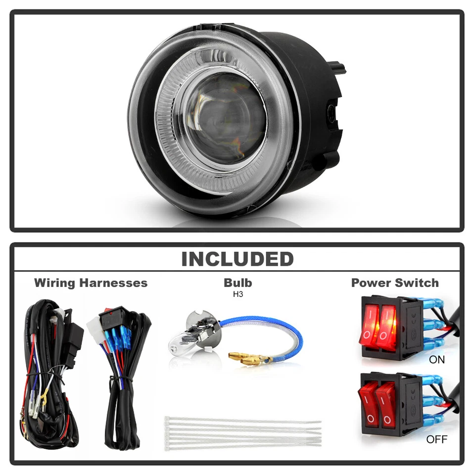 2005-2009 Dodge Charger Caravan Caliber Nitro LED Halo Projector Fog Lights Pair - Image 4 of 4