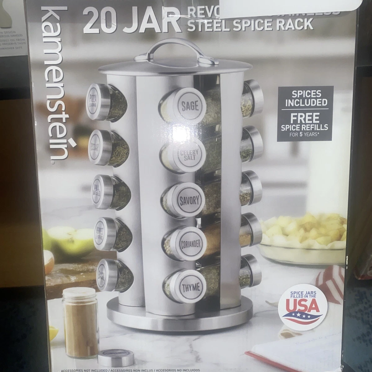 Kamenstein 20 Jar Revolving Stainless Steel Spice Rack