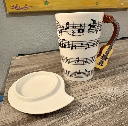 Musicial Notes Ceramic Coffee Mug (w/Piano Lid & Guitar Handle) NEW! - Picture 5 of 7