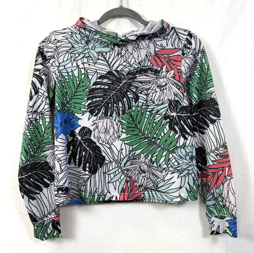 Ideology Mesh Hoodie Big Girls Size L Floral Pattern Hooded Skimmer Swim Top