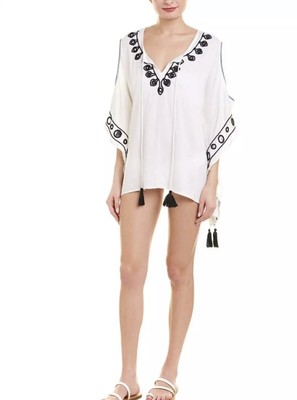 navy and white beach cover up