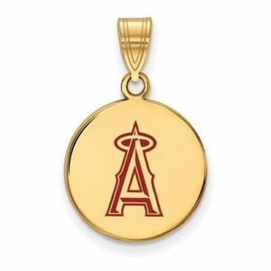 Authentic SS Gold-plated MLB Los Angeles Angels Medium Enameled Disc Pendant